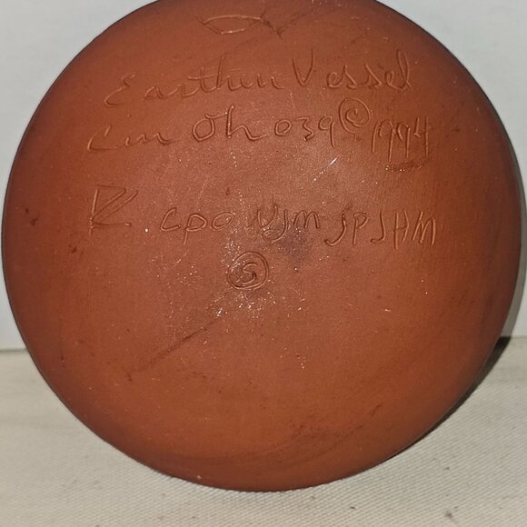 Earthen Vessel Signed Art Pottery 5" Round Bowl Signed 1994 1/2" Diameter - Picture 3 of 7